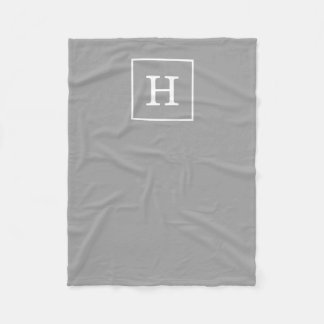 Donkergrijze witte Initiaal monogram Fleece Deken