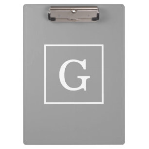 Donkergrijze witte Initiaal monogram Klembord
