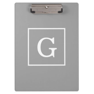 Donkergrijze witte Initiaal monogram Klembord