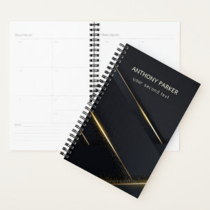 Donkergrijze zwarte lijnen en goudlijnen planner