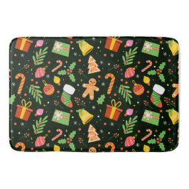 Donkergroen Abstract kerstpatroon Badmat