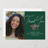 Donkergroen Afstuderen Foto Gepersonaliseerd Afstu Bedankkaart (Voorkant / Achterkant)