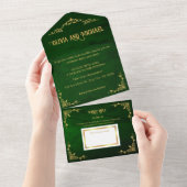 donkergroen all in one uitnodiging (Afscheurbaar)