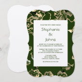 Donkergroen blad bladeren classy zilveren bruiloft kaart (Voorkant / Achterkant)