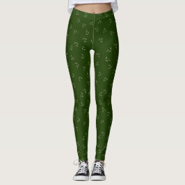 Donkergroen bladerdepatroon leggings