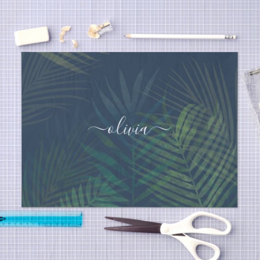 Donkergroen bladpatroon tissuepapier (Craft)