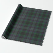 Donkergroen Blauw Tartan Plaid Cadeaupapier (Uitgerold)