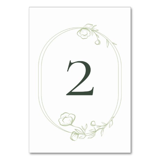 donkergroen bloemenbruiloft tafelnummer (Voorkant)