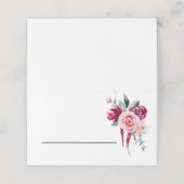 Donkergroen, Burgundy & Blush Boho Place Card (Buitenkant ongevouwen)