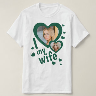 Donkergroen Custom Ik hou van mijn vrouw mannen t T-shirt