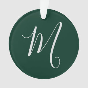 Donkergroen Eenvoudig Elegant Modern Eigen Naam Mo Ornament