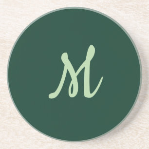 Donkergroen Eenvoudig Elegant Modern Eigen Naam Mo Zandsteen Onderzetter