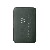 Donkergroen Elegant Modern Minimalistisch Monogram Badmat (Voorkant Verticaal)