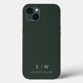 Donkergroen Elegant Modern Minimalistisch Monogram Case-Mate iPhone Case (Achterkant)
