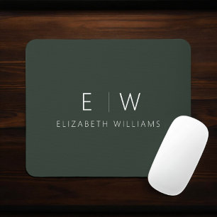 Donkergroen Elegant Modern Minimalistisch Monogram Muismat