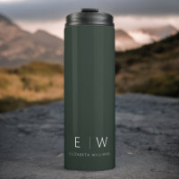 Donkergroen Elegant Modern Minimalistisch Monogram