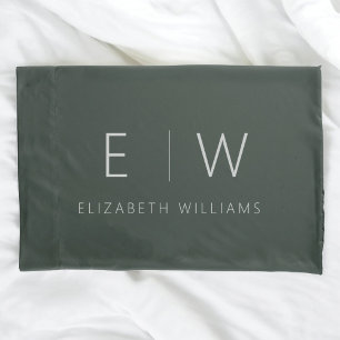 Donkergroen Elegant Modern Minimalistisch Zwart Wi Kussensloop