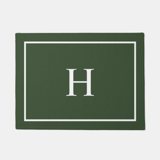 Donkergroen Elegant Modern Monogram Deurmat (Voorkant)