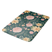 Donkergroen Elegant Wildbloempatroon Badmat (Gekanteld)