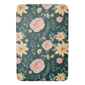 Donkergroen Elegant Wildbloempatroon Badmat (Voorkant Verticaal)