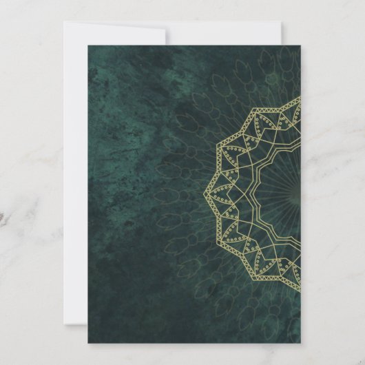 Donkergroen Elegante Moslim Nikah Uitnodiging (Achterkant)