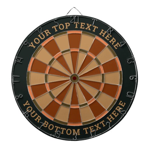 Donkergroen en bruin dartbord met aangepaste tekst (Voorkant)