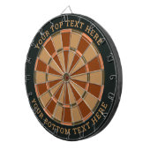 Donkergroen en bruin dartbord met aangepaste tekst (Voorkant Rechts)
