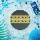 Donkergroen en geel papieren bordje (Feest)