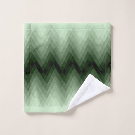 Donkergroen en nertzigzag. bad handdoek (Wasdoekje)