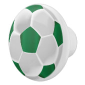 Donkergroen en wit Voetbal / Football Keramische Knop (Rechts)