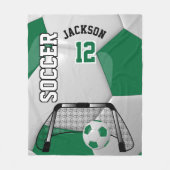 Donkergroen en wit ⚽ Voetbal met DIY-tekst Fleece Deken (Voorkant)