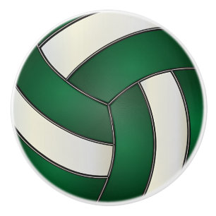 Donkergroen en wit 🏐 Volleyball Keramische Knop