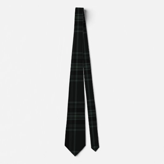 Donkergroen en zwart Tartan Plaid Pattern Design Stropdas (Voorkant)