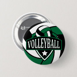 Donkergroen en zwart volleybal Logo Ronde Button 5,7 Cm