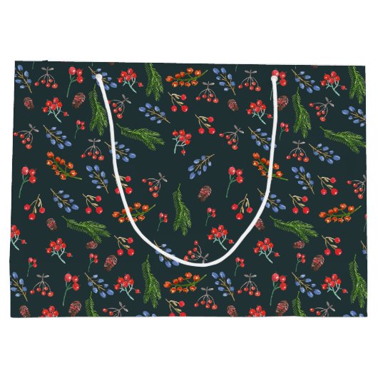 Donkergroen Evergreen Elegance Kerstmis Groot Cadeauzakje (Achterkant)