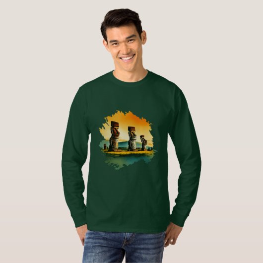 Donkergroen full sleeve T-shirt voor man (Voorkant volledig)