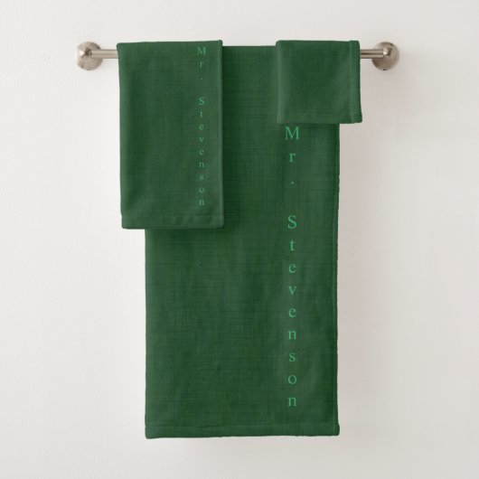 Donkergroen getextureerd bad handdoek (Insitu)