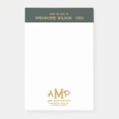 Donkergroen goud 3 Letter Business Monogram Logo Post-it® Notes (Voorkant)