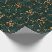  donkergroen goud barok cadeaupapier (Hoek)