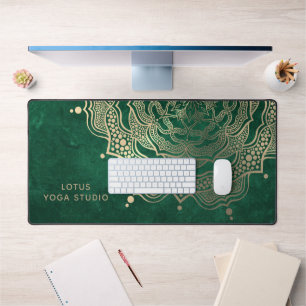 Donkergroen & Goud Mandala Luxe Reiki Yoga Studio Bureaumat