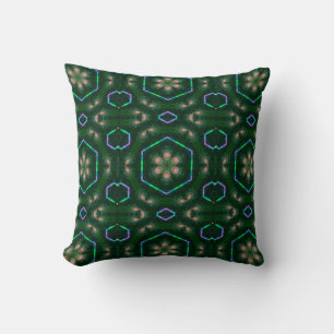 Donkergroen Kaleidoscopisch patroon Kussen