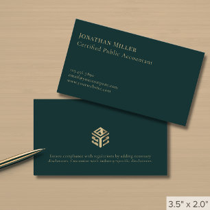 Donkergroen Luxe Gouden Logo Visitekaartje