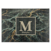 Donkergroen marmer en goudkleurig adermonogram snijplank (Voorkant)