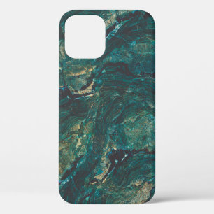 Donkergroen marmer: luxe textuur. iPhone 12 hoesje