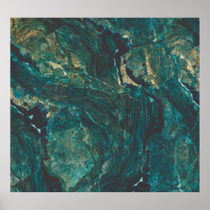 Donkergroen marmer: luxe textuur. poster