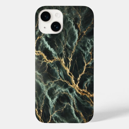 Donkergroen marmer met gouden aderen Case-Mate iPhone case (Achterkant)