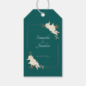 Donkergroen met Cream Rozen Weddenschap Cadeaulabel (Achterkant)