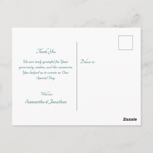 Donkergroen met crème Rozen bruiloft dank u Briefkaart (Achterkant)