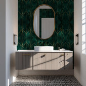 Donkergroen met gouden accenten behang