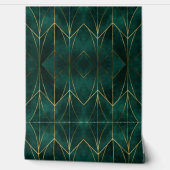 Donkergroen met gouden accenten behang (Afrollen)